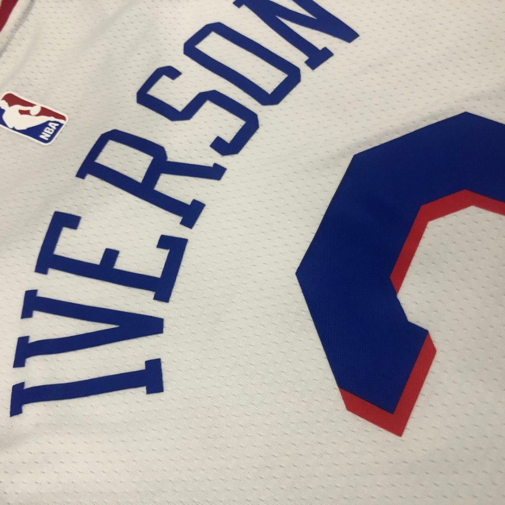 Men's Philadelphia 76ers Allen Iverson #3 White Swingman Jersey - Association Edition-Pro Kit Vault | Brand New 26/27 Sports Jerseys